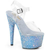 ADORE-708LG Plateau Sandaletten Baby Blau Glitzer | Pleaser