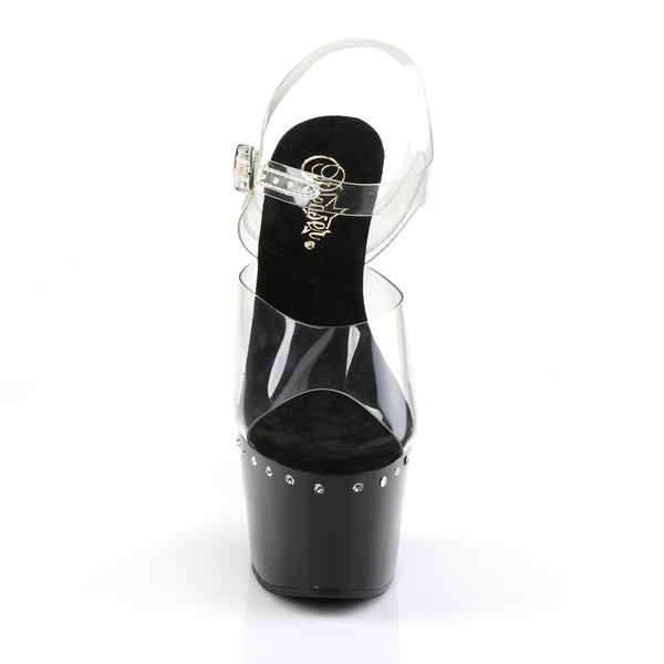 ADORE-708LS Plateau Sandaletten Transparent/Schwarz von Pleaser – Ansicht 2