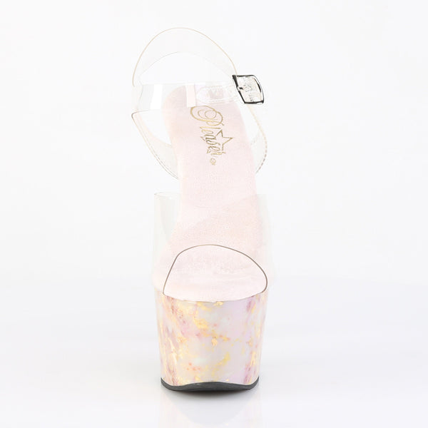 ADORE-708MB Plateau Sandaletten - Transparent/Gold | Pleaser