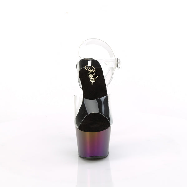 ADORE-708MCH - Plateau High Heel Sandaletten - Schwarz/Regenbogen von Pleaser – Ansicht 2