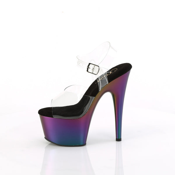 ADORE-708MCH - Plateau High Heel Sandaletten - Schwarz/Regenbogen von Pleaser – Ansicht 3
