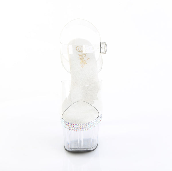 ADORE-708MLS Sandalette Plateauschuhe Transparent | Pleaser