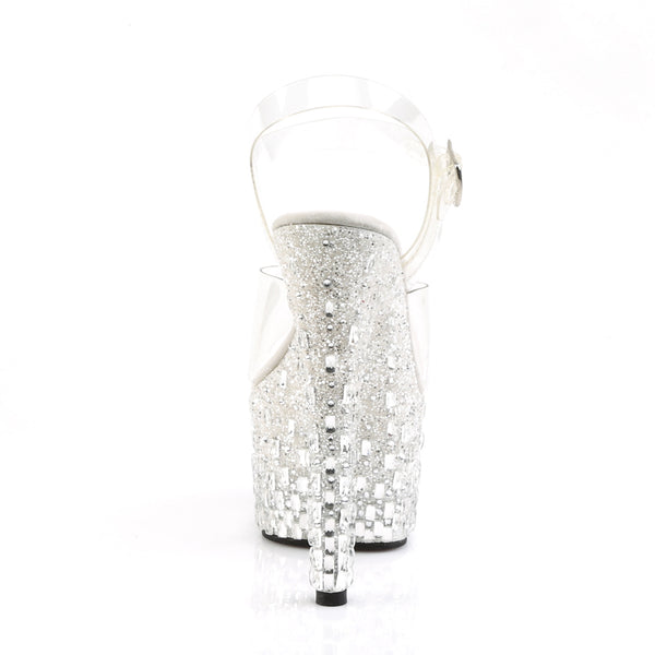 ADORE-708MR-5 Plateau Sandaletten transparent-silber von Pleaser – Ansicht 4