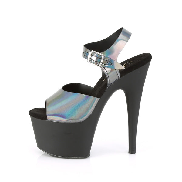 ADORE-708N-DT Plateau Sandaletten Schwarz Grau Holo | Pleaser