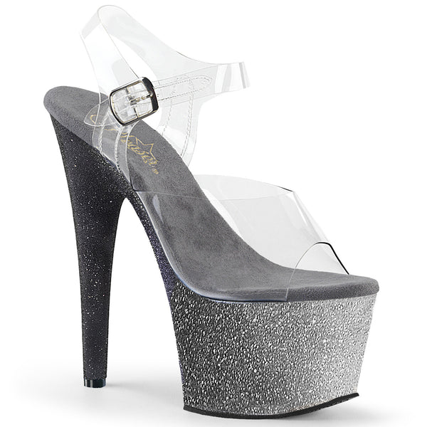 ADORE-708OMBRE Plateau Sandaletten Silber/Schwarz von Pleaser