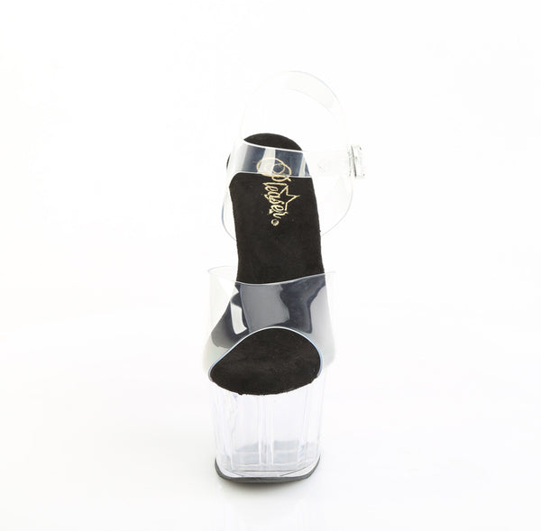 ADORE-708PREM Plateau Sandaletten Transparent Schwarz TPU von Pleaser – Ansicht 2