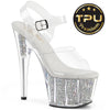 ADORE-708PREM-RSI Plateau Sandaletten Silber Glitzer TPU von Pleaser