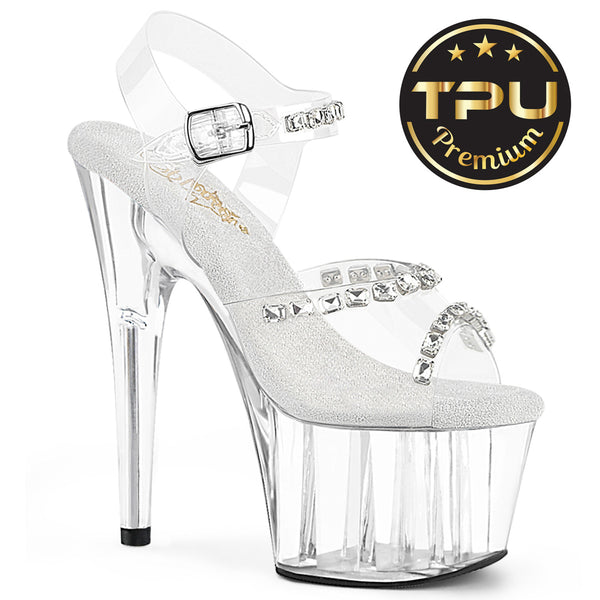 ADORE-708PREM-STN Sandalette Plateauschuhe Transparent von Pleaser