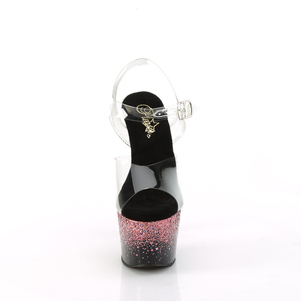ADORE-708SS Plateau Sandaletten - Schwarz Rosa Glitzer von Pleaser – Ansicht 2
