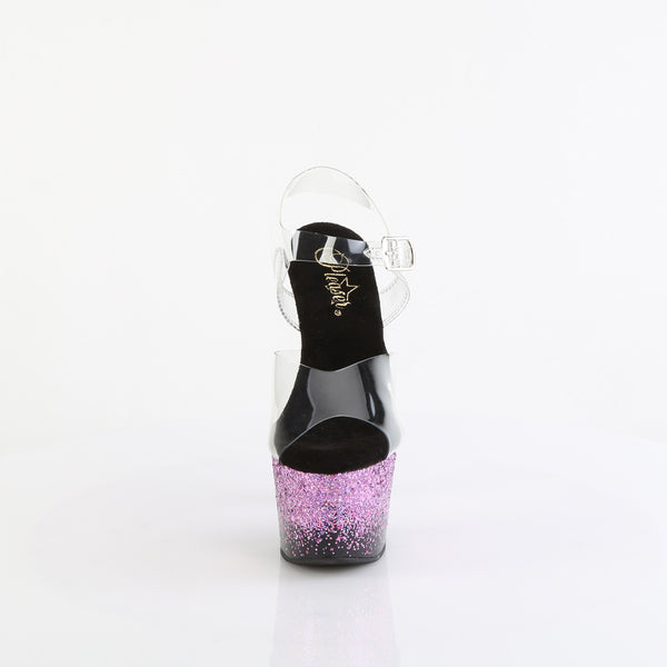 ADORE-708SS Plateau Sandaletten Schwarz/PinkGlitzer | Pleaser
