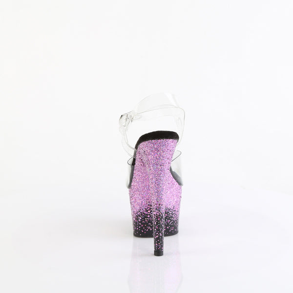 ADORE-708SS Plateau Sandaletten Schwarz/PinkGlitzer | Pleaser