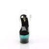 ADORE-708SS Plateau Sandaletten - Schwarz Türkis Glitzer von Pleaser – Ansicht 2