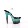 ADORE-708SS Plateau Sandaletten - Schwarz Türkis Glitzer von Pleaser – Ansicht 5