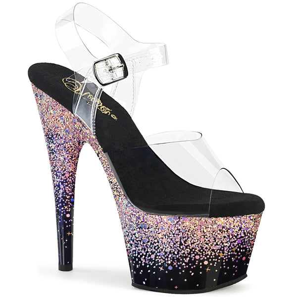 ADORE-708SS Plateau Sandaletten Schwarz/Rosa | Pleaser
