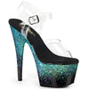 ADORE-708SS Plateau Sandaletten - Schwarz Türkis Glitzer von Pleaser