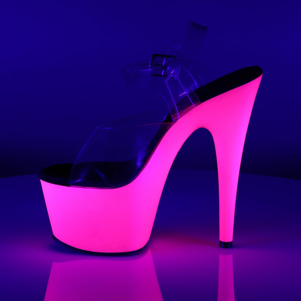 ADORE-708UV Plateau Sandaletten Neon Pink UV von Pleaser – Ansicht 3