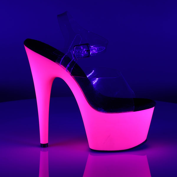 ADORE-708UV Plateau Sandaletten Neon Pink UV von Pleaser – Ansicht 5