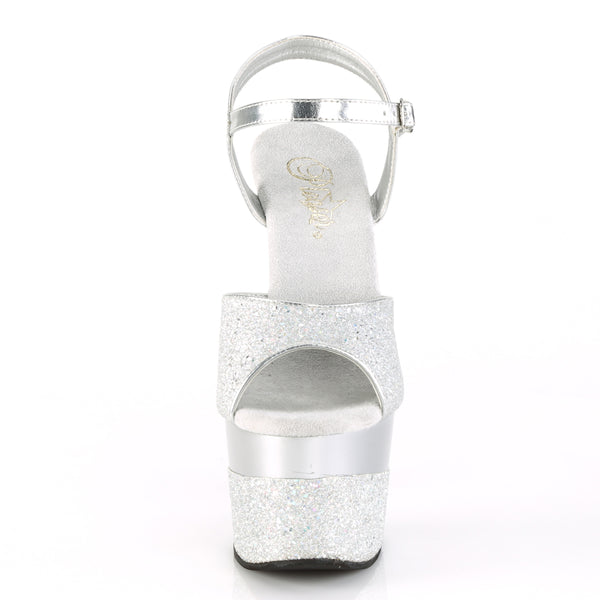 ADORE-709-2G Plateau Sandaletten Silber Glitzer von Pleaser – Ansicht 2