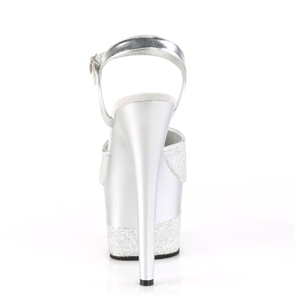 ADORE-709-2G Plateau Sandaletten Silber Glitzer von Pleaser – Ansicht 4