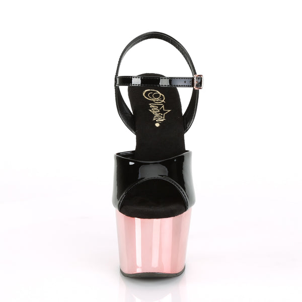 ADORE-709 Plateau Sandaletten Schwarz/Rose Gold | Pleaser