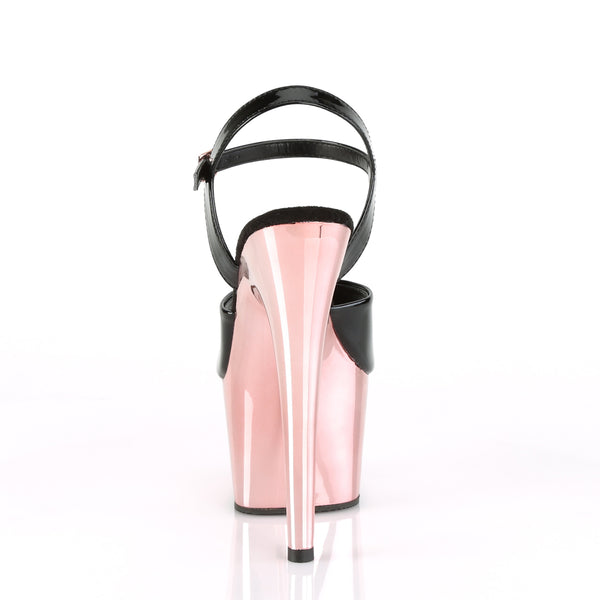 ADORE-709 Plateau Sandaletten Schwarz/Rose Gold | Pleaser