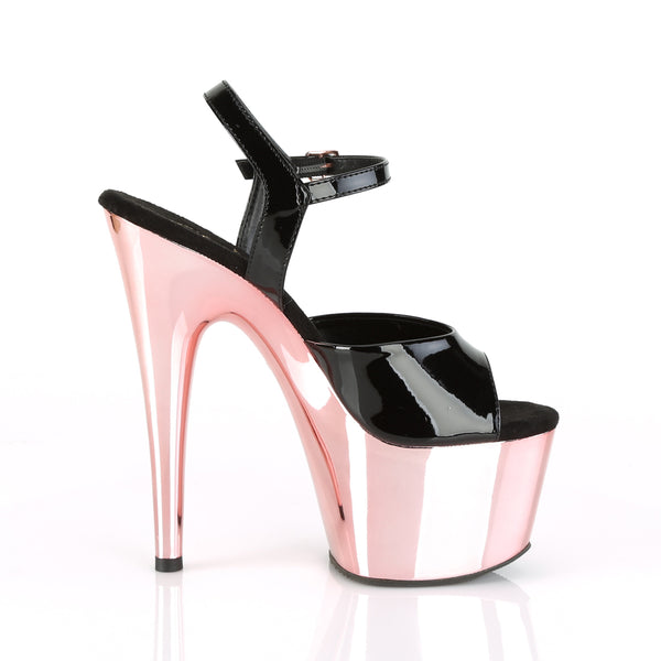 ADORE-709 Plateau Sandaletten Schwarz/Rose Gold | Pleaser