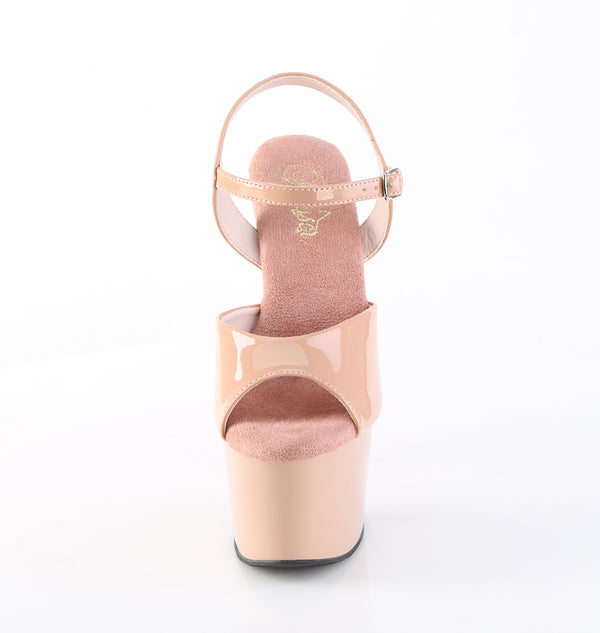 ADORE-709 Plateau Sandaletten Beige Lack von Pleaser – Ansicht 2
