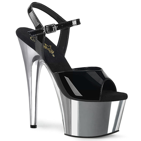 ADORE-709 Plateau Sandaletten Lack Schwarz/Chrom von Pleaser
