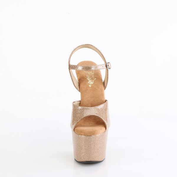 ADORE-709GP Plateau Sandaletten Gold mit Glitzer | Pleaser