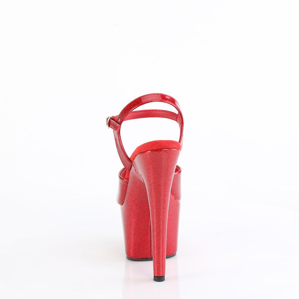 ADORE-709GP - Plateau High Heel Sandaletten - Rot mit Glitzer von Pleaser – Ansicht 4