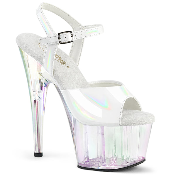 ADORE-709HT - Plateau High Heel Sandaletten - Weiß Schimmernd von Pleaser