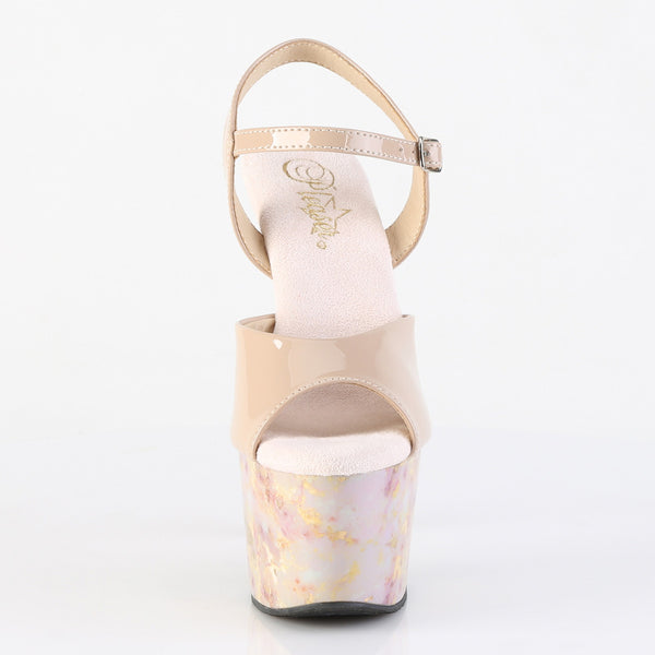 ADORE-709MB Plateau Sandaletten Beige Gold Marmor von Pleaser – Ansicht 2