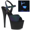 ADORE-709REFL Plateau Sandaletten Neon Schwarz | Pleaser