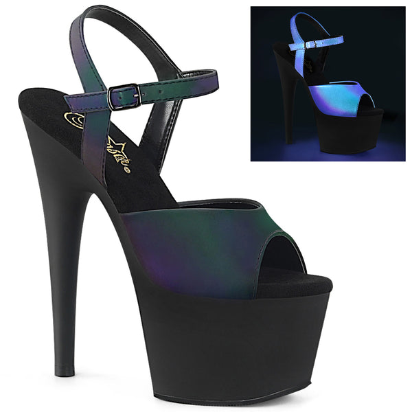 ADORE-709REFL Plateau Sandaletten Neon Schwarz | Pleaser