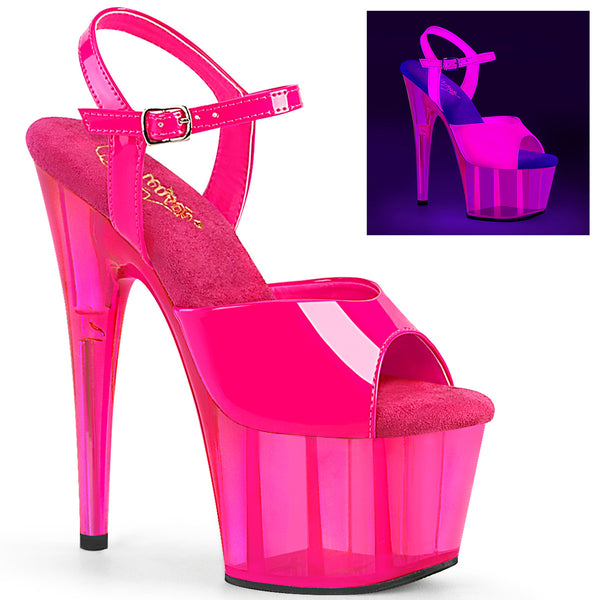 ADORE-709UVT Plateau Sandaletten - Hotpink Glow von Pleaser