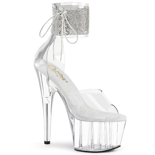 ADORE-724RS Plateau Sandaletten Silber/Transparent von Pleaser