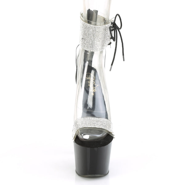 ADORE-727RS Plateau Sandaletten Transparent/Schwarz | Pleaser