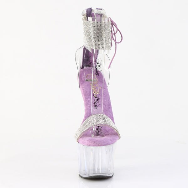 ADORE-727RS Plateau Sandaletten Transparent Violett Glitzer von Pleaser – Ansicht 2