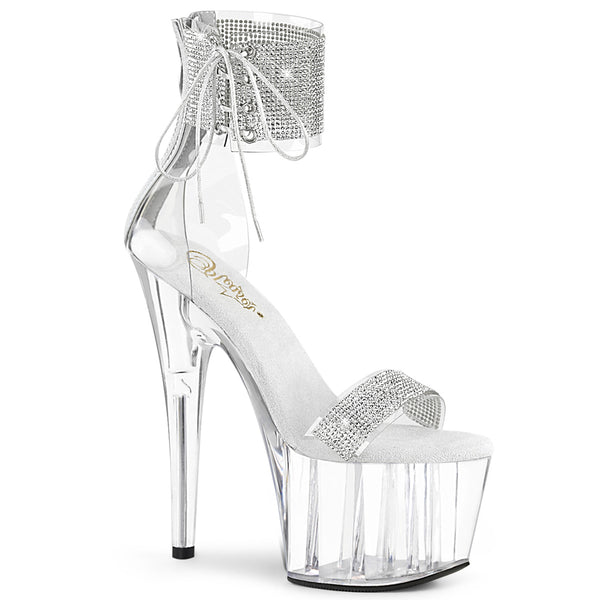 ADORE-727RS Plateau Sandaletten Silber/Transparent von Pleaser