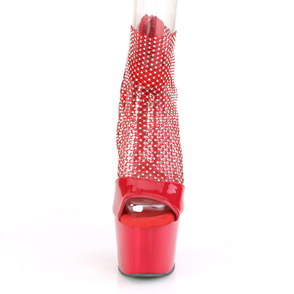 ADORE-765RM Plateau Sandaletten Rot Glitzer Lack Strass Netz von Pleaser – Ansicht 2