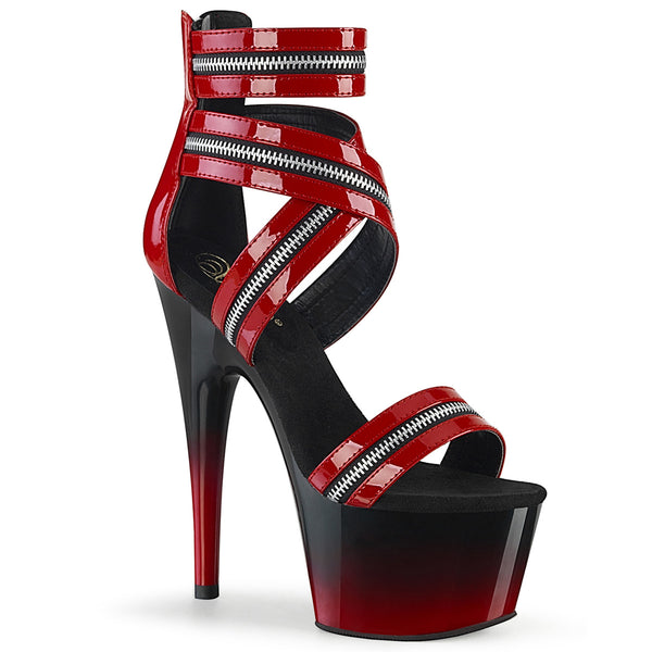 ADORE-766 Plateau Sandaletten Schwarz Rot Lack von Pleaser