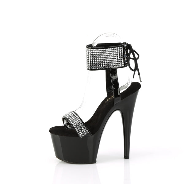 ADORE-770 Plateau Sandaletten mit Glitzersteinbesatz - Schwarz Lack von Pleaser – Ansicht 3