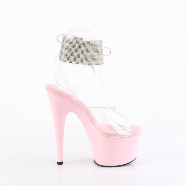 ADORE-791-2RS Plateau Sandaletten Rosa/Transparent mit Strass | Pleaser
