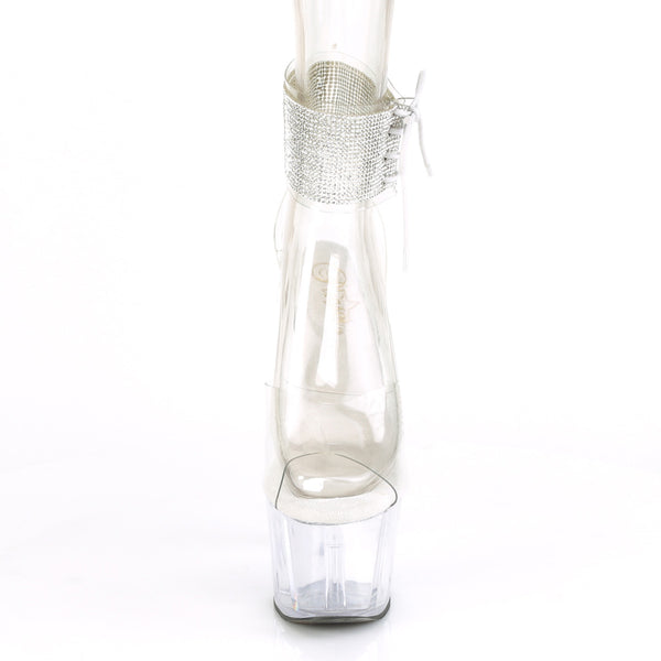 ADORE-791-2RS Plateau Sandaletten Silber/Transparent | Pleaser