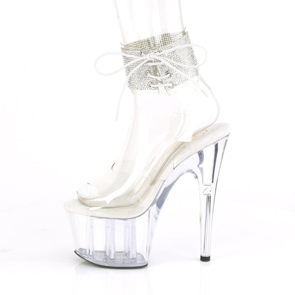 ADORE-791-2RS Plateau Sandaletten Silber/Transparent | Pleaser