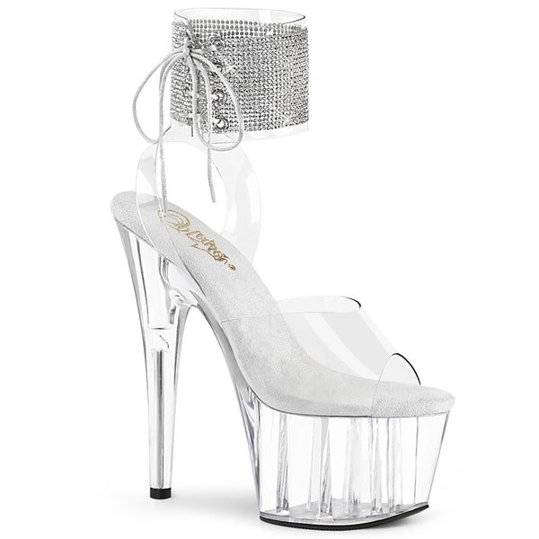 ADORE-791-2RS Plateau Sandaletten Silber/Transparent | Pleaser