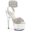 ADORE-791HTRS Sandalette Plateauschuhe Silber Glitzer | Pleaser