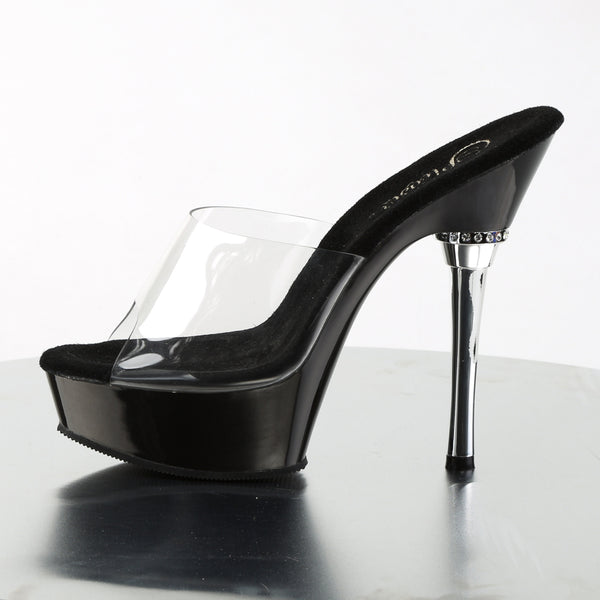 ALLURE-601 Plateau Pantoletten Schwarz/Transparent von Pleaser – Ansicht 3
