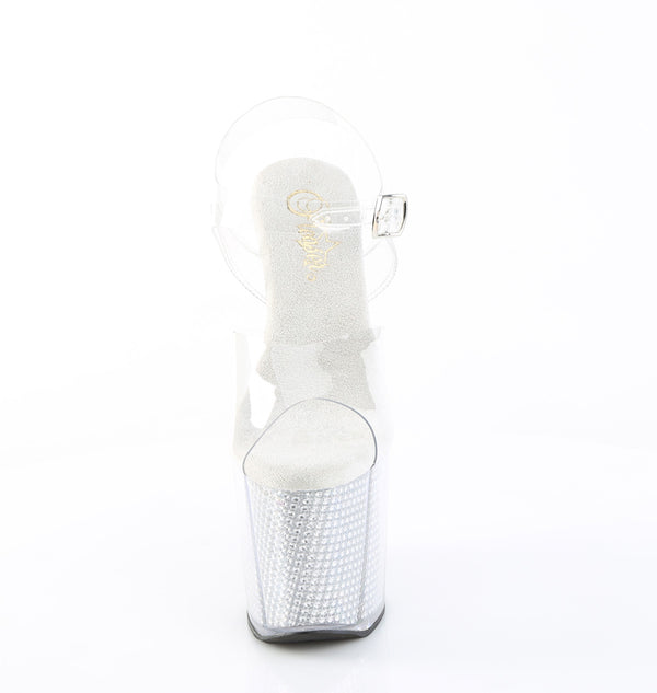 AMAZE-808SRS Plateau Sandaletten Transparent Strass | Pleaser