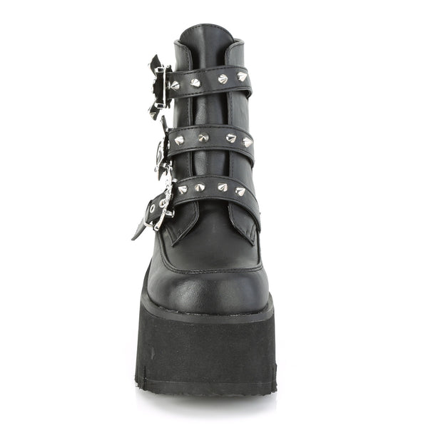ASHES-55 Plateau Stiefeletten mit Fledermäusen Schwarz von DemoniaCult – Ansicht 2